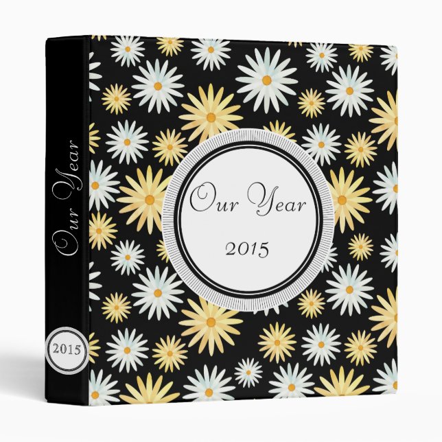 Watercolour Daisy Patterned Memory Book 3 Ring Binder (Front/Spine)