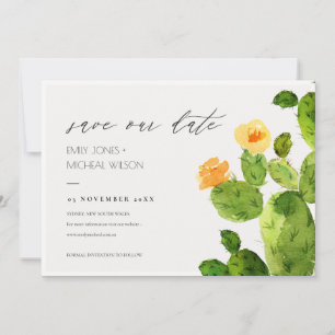 WATERCOLOUR DESERT CACTUS FLOWER SAVE THE DATE