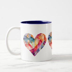 Watercolour diamond heart for a lovely  Two-Tone coffee mug