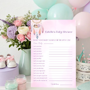  Watercolour Dreamcatcher Baby Shower wishes  Poster