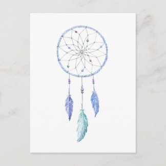Watercolour Dreamcatcher with 3 Feathers Postcard