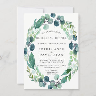 Watercolour Eucalyptus Foliage Rehearsal Dinner Invitation