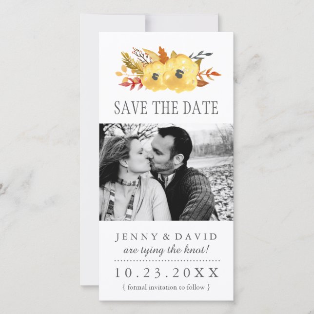 Watercolour Fall Save the Date Photo Cards (Front)