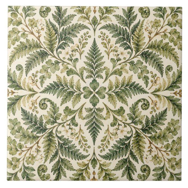 Watercolour Fern Botanical Ceramic Tile (Front)