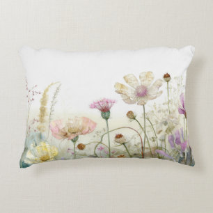  Watercolour field of wild flowers  Accent Pillow