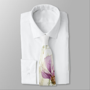 Watercolour field of wild flowers neck tie