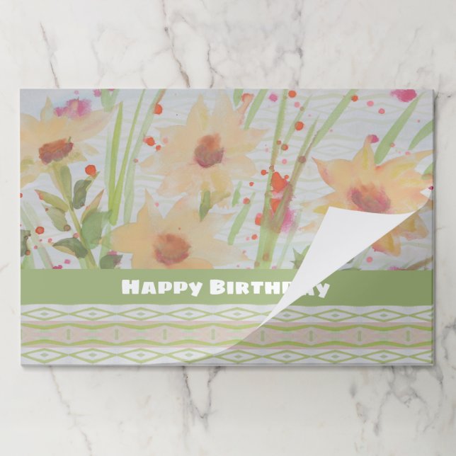 Watercolour Floral Birthday Placemats (Folded)