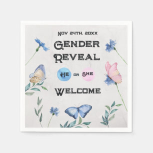 Watercolour Floral Butterfly Enclosure Card Napkins