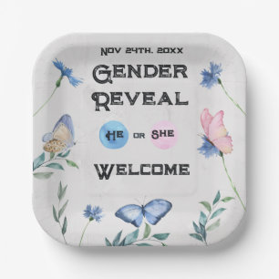 Watercolour Floral Butterfly Enclosure Card Paper Plates