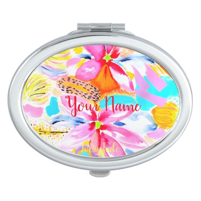 Watercolour Floral Compact Mirror (Front)