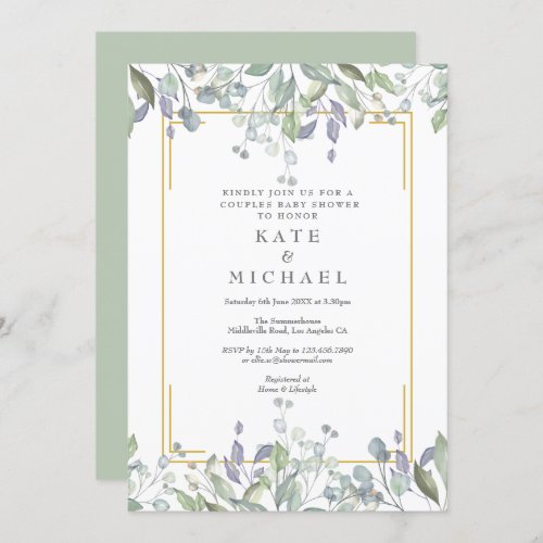 Watercolour Floral Couples Baby ShowerSprinkle Invitation