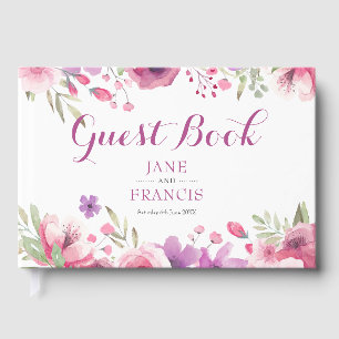 Watercolour Floral Greenery Wedding Guest Book