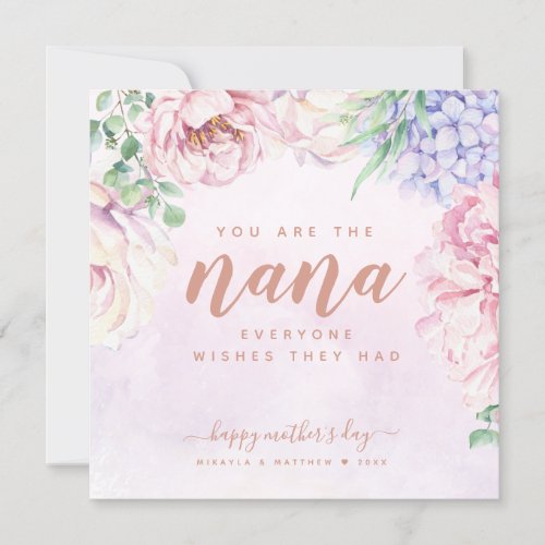 Watercolour Floral Mothers Day For Nana Card