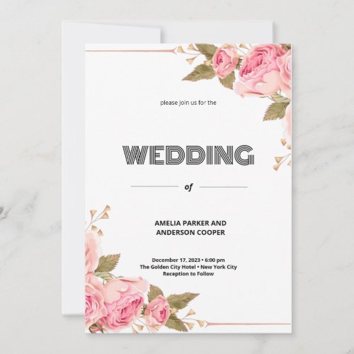 Watercolour Floral Personalized Wedding Invitation