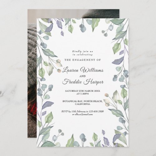 Watercolour Floral Photo Engagement Invitation