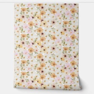 Watercolour Floral Print Textured Wallpaper Wallpaper