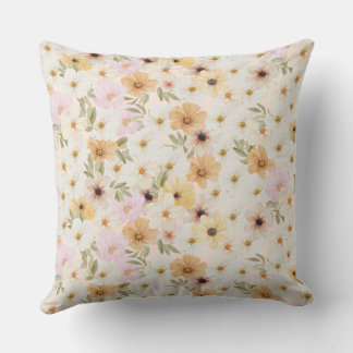 Watercolour Floral Print Throw Cushion