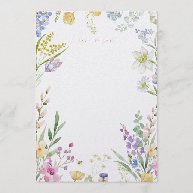 Watercolour Floral save the date Invitation (Front)
