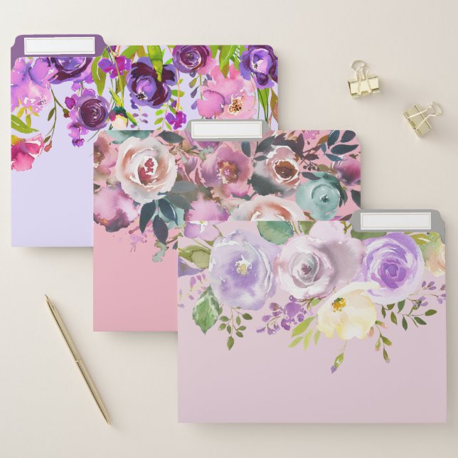 watercolour floral Set of File Folders (Set)