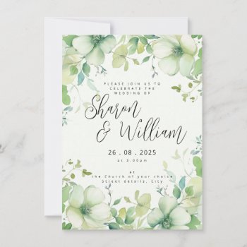 Watercolour Floral Wedding Invitation by Kjpargeter at Zazzle