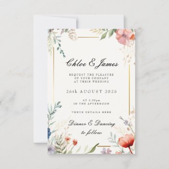 Watercolour Floral Wedding Invitation by Kjpargeter at Zazzle