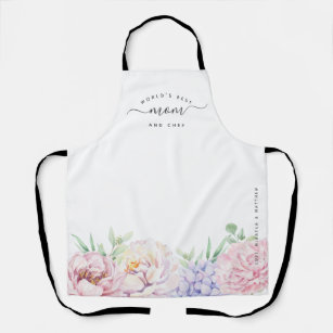 Watercolour Floral World's Best Mom & Chef Apron
