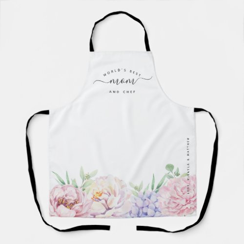 Watercolour Floral Worlds Best Mom  Chef Apron