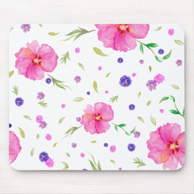 Watercolour Flower Mouse Pad – Elegant Floral Gift (Front)