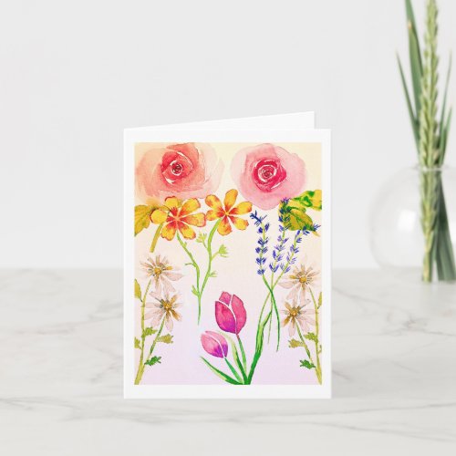 Watercolour Flower Scene Card