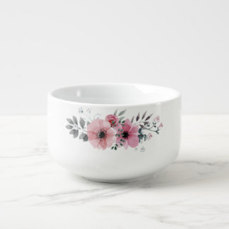 Watercolour Flowers Design Soup Mug