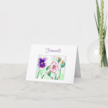 Watercolour Flowers>farewell Card by orientcourt at Zazzle