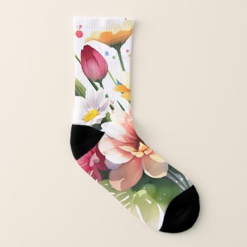 Watercolour Flowers Socks by alise_art at Zazzle