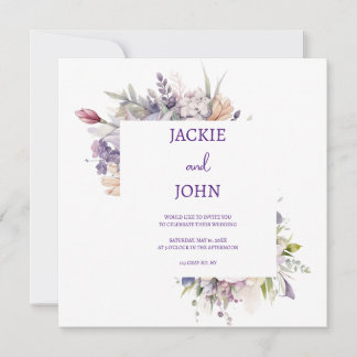 Watercolour flowers. Wedding. Invitation