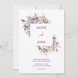 Watercolour flowers. Wedding. Invitation