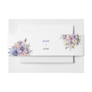 Watercolour flowers. Wedding. Invitation Belly Band
