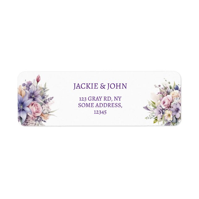 Watercolour flowers. Wedding. Label (Front)