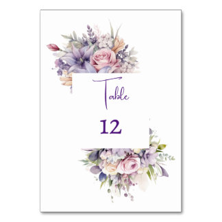 Watercolour flowers. Wedding. Table Number