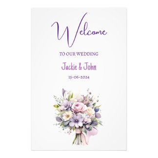 Watercolour flowers. Wedding Welcome Sign. Photo Print