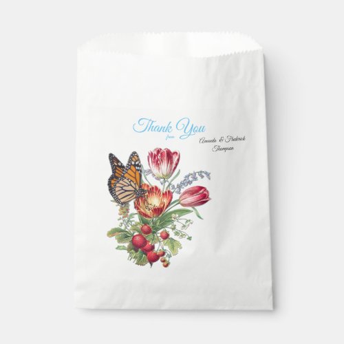 Watercolour Flowers with Visiting Butterflies Favor Bag