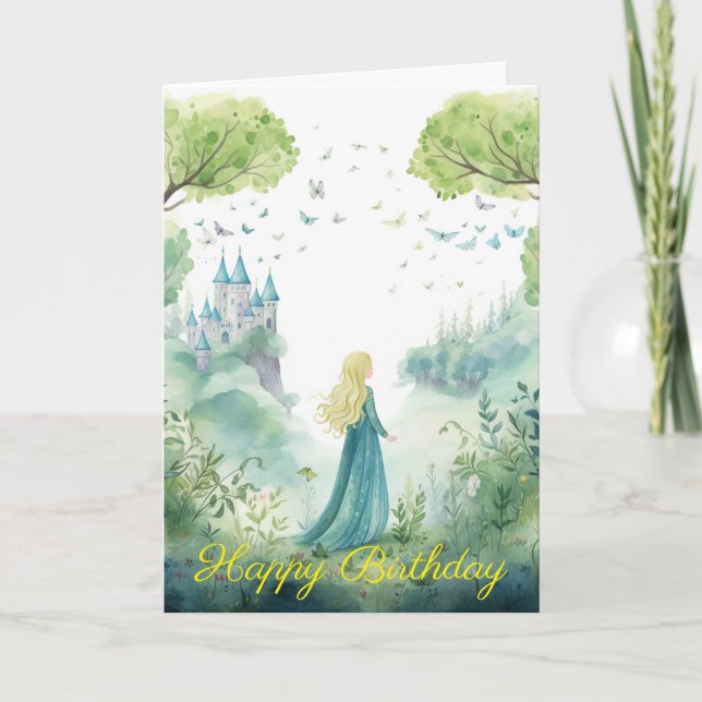 Watercolour Forest Princess Card (Front)