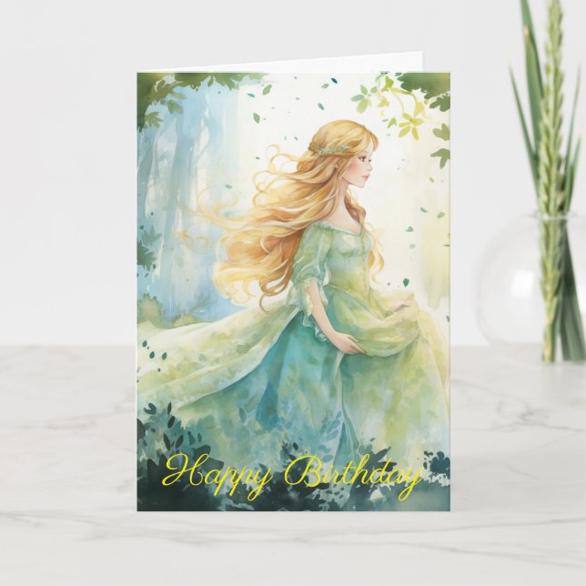 Watercolour Forest Princess Card (Front)