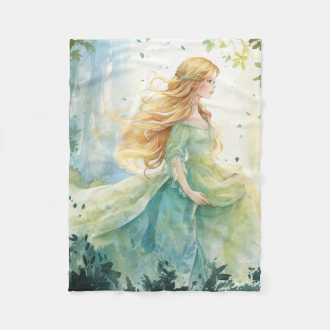 Watercolour Forest Princess Fleece Blanket (Front)