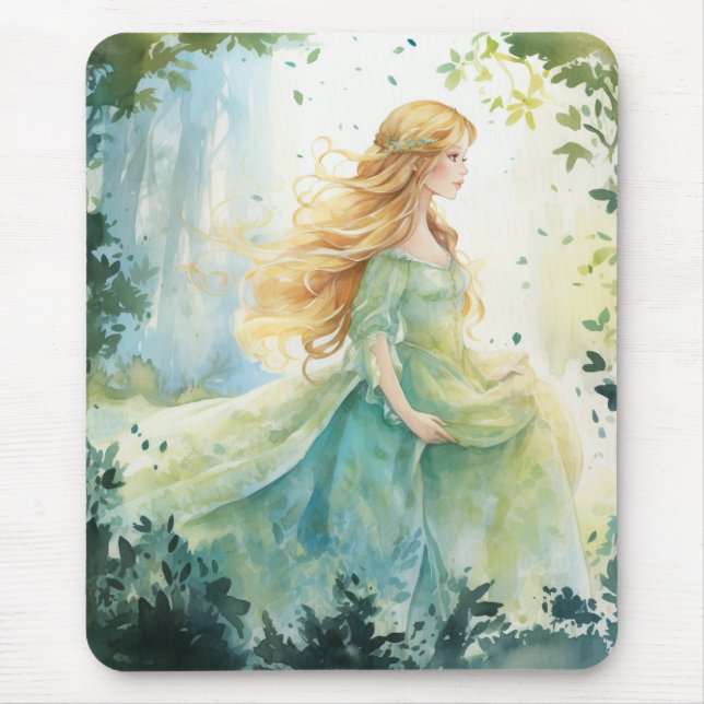 Watercolour Forest Princess Mouse Pad (Front)