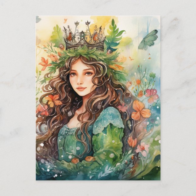 Watercolour Forest Princess Postcard (Front)