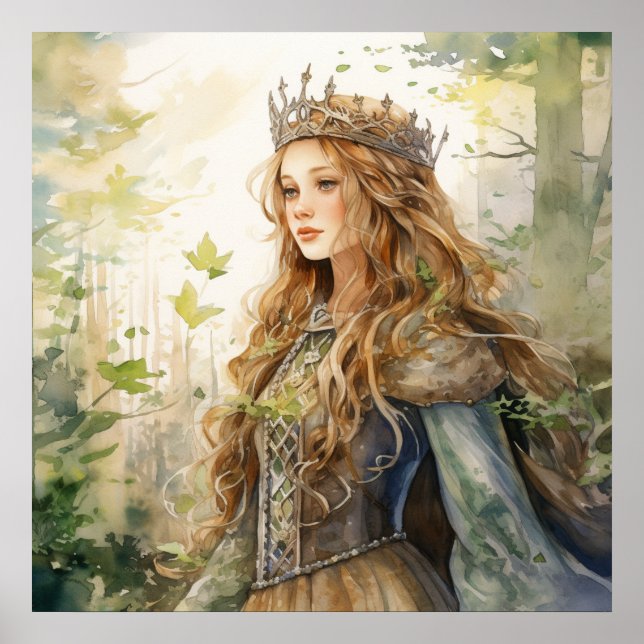 Watercolour Forest Princess Poster (Front)