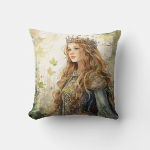 Watercolour Forest Princess Throw Pillow