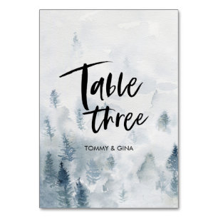 Watercolour Forest Wedding table cards - table 3
