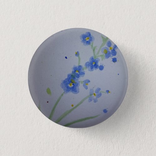 Watercolour forget_me_not badge pinback button