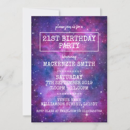 Watercolour Galaxy Birthday Party Invitation