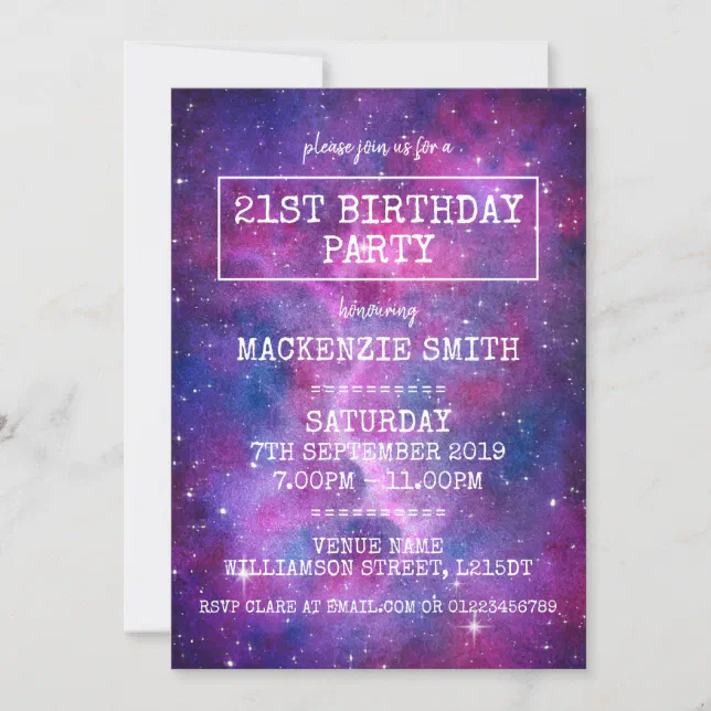 Watercolour Galaxy Birthday Party Invitation | Zazzle